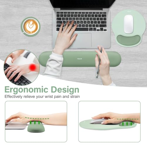 MOSISO Wrist Rest Support for Mouse Pad&Keyboard Set, Circle Curved Ergonomic Mousepad&Coaster Non-Slip Base Home/Office P...