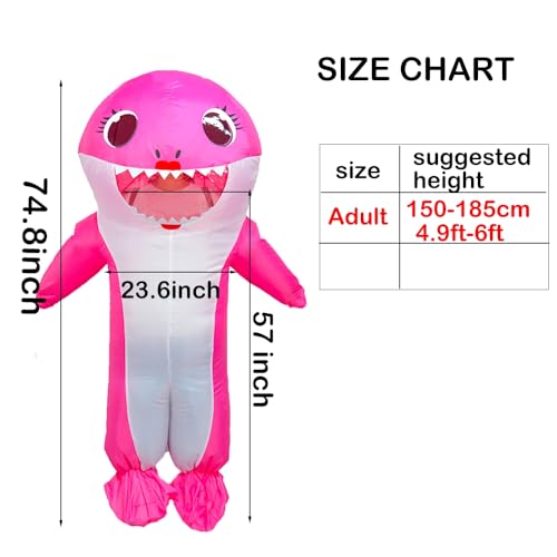Inflatable Shark Costume for Adult, Halloween Blow up Shark Costume, Funny Party Cosplay Costume Fancy Dress up