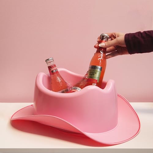 NPW Drinking Buddies Light Up Cowboy Hat Ice Bucket - Cowgirl Hat Shaped Ice Bucket Cooler, LED, Perfect for Parties & Cel...