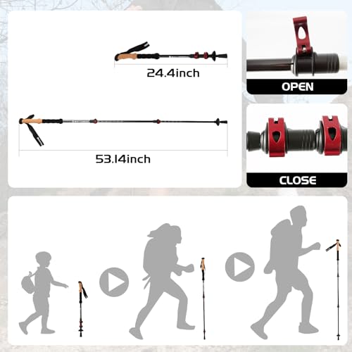 Trekking Hiking Poles Collapsible Aluminum Lightweight