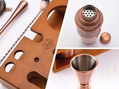 Mint & Mortar Cocktail Shaker Set, 7-Piece Bartender Kit with Stand, 24oz Martini Shaker Bottle Stainless Steel Bar Tools,...