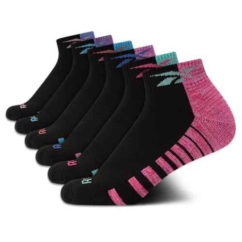 Reebok Girls' Quarter Socks - 6 Pack Moisture-Wicking Low Cut Athletic Ankle Socks for Girls (Sizes: S-L)