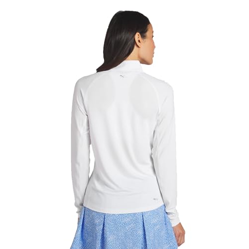 PUMA Women's You-V Solid 1/4 Zip, White, M