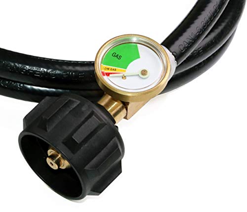DOZYANT 5 FT Propane Hose Adapter with Propane Tank Gauge for Weber Q1200, 1000 Propane Grill, 1 lb to 20 lb Propane Conve...