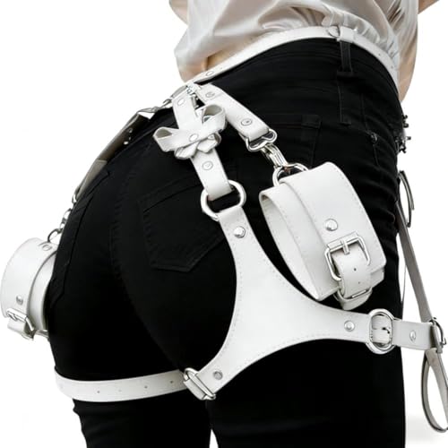 Punk Leather Thigh Harness,Punk Waist Chain Belt,Women's Gothic Leather Thigh Harness,Adjustable Costume Accessory for Wom...