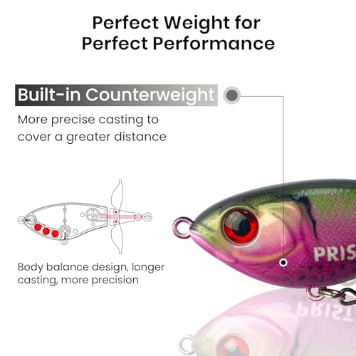 Pristis 3 pcs Topwater Fishing Plopper Lures, Floating Popper Bait Set with Chemically Sharpened Hooks for Saltwater Fresh...
