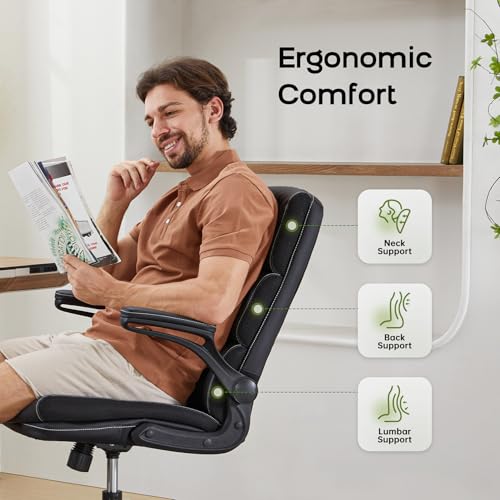 Office Chair Adjustable Desk Chair Mid Back Executive Comfortable Bonded Leather Ergonomic Back Support Home Computer Chai...