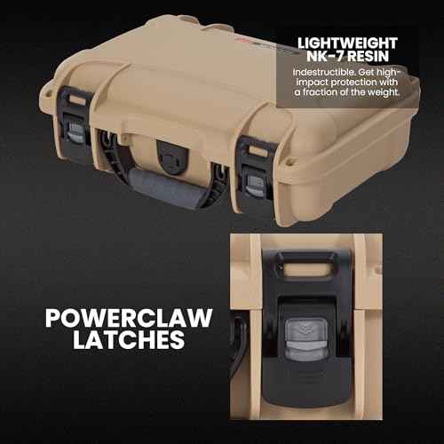 NANUK 909 Glock Pistol Case, Holds Most Glock Pistols and Two Magazines, Tan