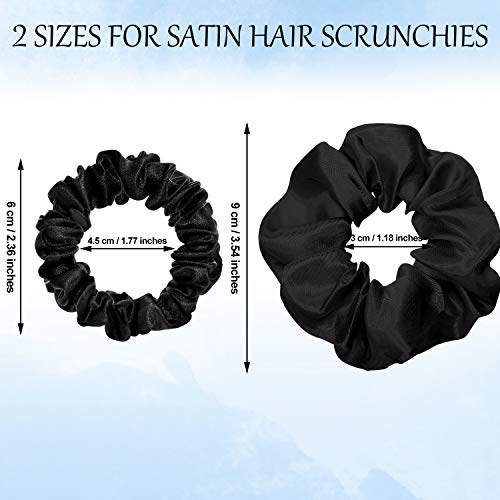 24 Pieces Satin Hair Scrunchies Silky Elastic Hair Bands Skinny Solid Hair Ties Ropes Ponytail Holder for Women Girls Hair Acces