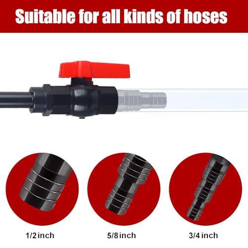 MiOYOOW Aquarium Water Changer, PVC Aquarium Water Filler Hanging Fish Tank Hook Filler with Flow Switch for 1/2“, 5/8”, ...