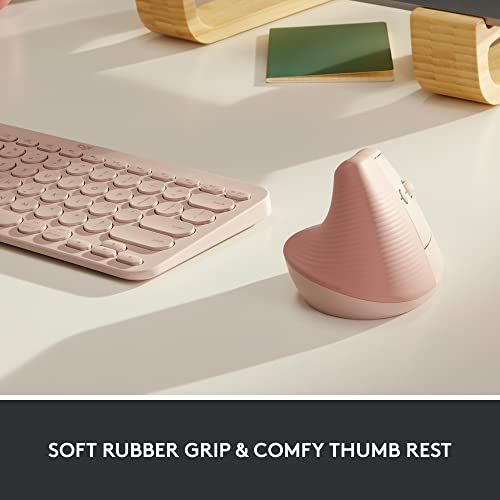 Logitech Lift Vertical Ergonomic Mouse, Wireless, Bluetooth or Logi Bolt USB Receiver, Quiet clicks, 4 Buttons, Compatible...