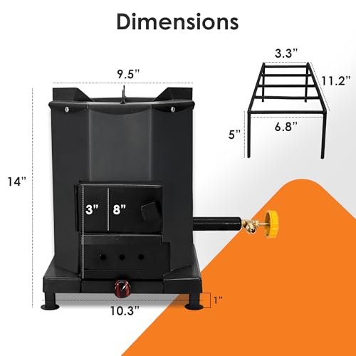 Sonret Portable Rocket Stove – Outdoor Wood Burning Stove for Cooking, Camping & Survival – Smokeless Biomass Logwood Stov...