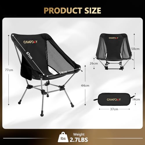 Campday Camping Chair Portable Hiking Ultralight Backpacking Small Lightweight Folding Chair for Outdoor Camp Hunting Beac...