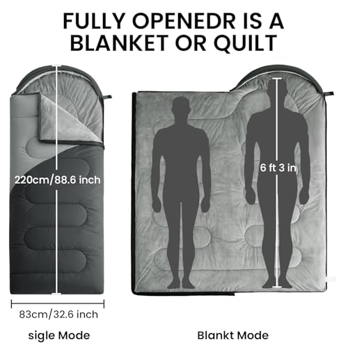 ASHOMELI Camping Sleeping Bags for Adults - 4 Season Warm & Cool Weather - Summer, Spring, Fall, Winter, Lightweight, Wate...