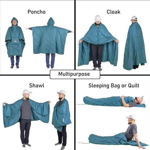 iClimb 1 Hooded 3M Thinsulate Insulation Warm Blanket and 1 Low Folding Chair, Ultralight Compact for Adults Outdoor Campi...
