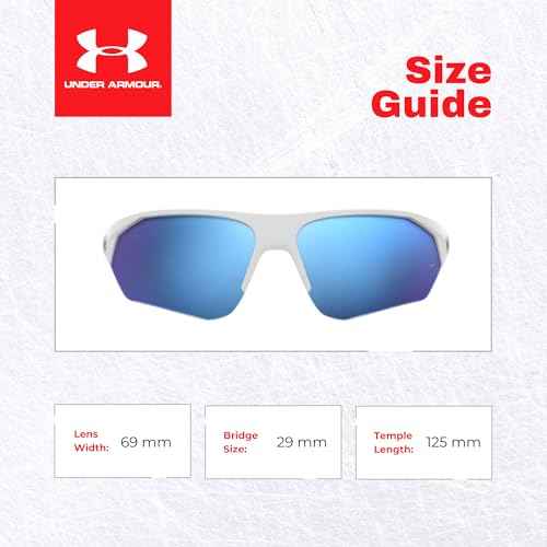 Under Armour Instinct UA7000 69MM Wrap Around Sunglasses for Youth (For girls For boys) +BUNDLE with ACCESSORY EYEWEAR KIT (Matte White/Blue Wrap, 59)