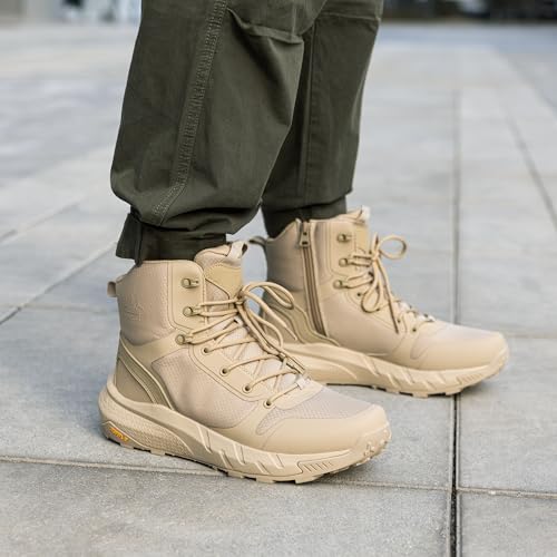 NORTIV 8 Men's Military Tactical Boot Lightweight Comfortable Boots for Work All Day Side Zipper Motorcycle Combat Hiking ...