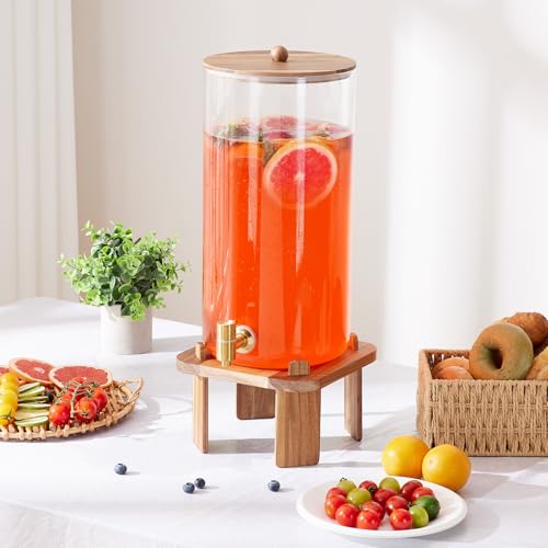3 Gallon Extra Large Drink Dispenser for Parties,Glass Beverage Dispenser with Stand,Water Drink Dispenser with Airtight V...