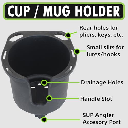 SUP Angler Lite Universal Paddle Board Mount with Paddle Board Fishing Rod Holders, Phone Holders, Cup Holders; Paddle Boa...