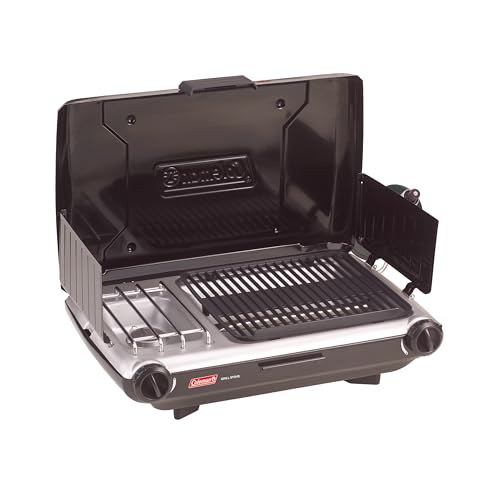 Coleman Tabletop 2-in-1 Camping Grill/Stove, 2-Burner Propane Grill & Stove with Adjustable Burners & 20,000 BTUs of Powe...