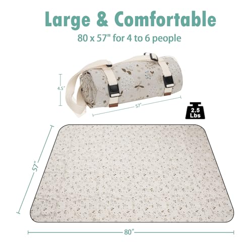 WILLOW WEAVE Large Picnic Blanket, Beach Mat Sand Free Washable, Waterproof Camping Emergency Blankets, Picnic Baskets Acc...