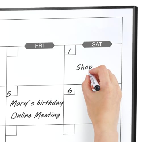ARCOBIS Dry Erase Calendar for Wall, 36" x 24" Magnetic Monthly White Board Calendar Dry Erase and Small WhiteBoard with S...