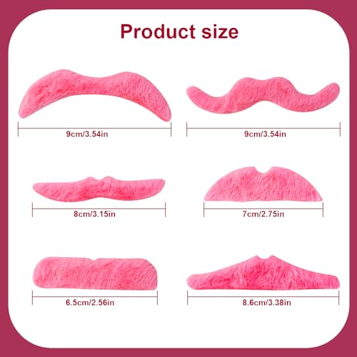 TCOTBE 24 Pcs Pink Self Adhesive Mustaches Hot Pink Self Adhesive Party Mustaches Fake Pink Mustaches Beard Costume Access...