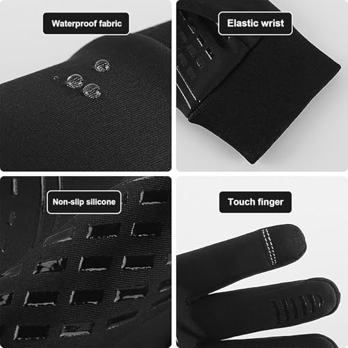 Thermal Winter Gloves with Non-Slip Grip Touchscreen Fingers for Outdoor Sports