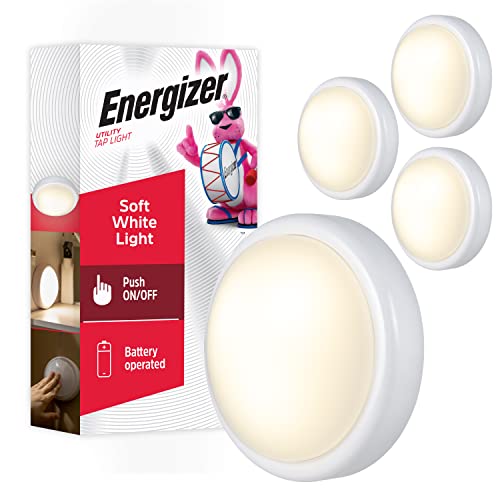 Energizer LED Tap Light Battery Operated Push/Touch Puck Lights Stick On Lighting Wireless Under Cabinet-Lights for Closet...