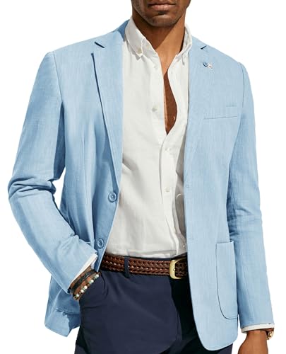 PJ PAUL JONES Mens Casual Blazer Lightweight Linen Sport Coat 2 Button Unlined Suit Jackets