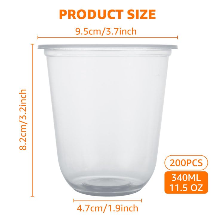 MUXHEL 200 Pcs 12 oz Clear Plastic Cups, Plastic Stemless Wine Glasses Disposable, Crystal Wine Cups Suitable for Cocktail...