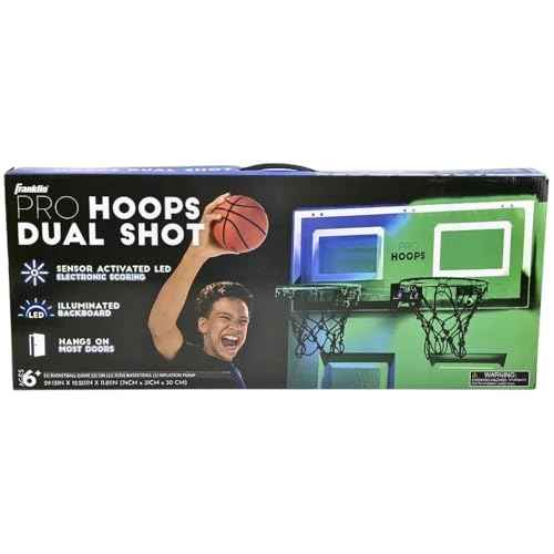 Franklin Sports Over The Door Indoor LED Basketball Hoops-Steel Rim Mini Basket-Includes Ball and Pump-Light Up Backboard