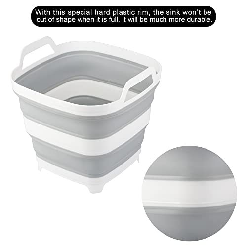 2 Pack Collapsible Ice Bucket with 2.77 Gal / 10.5L Each, Foldable Bottle Drink Cooler for Wine, Beer and Champagne, Space...