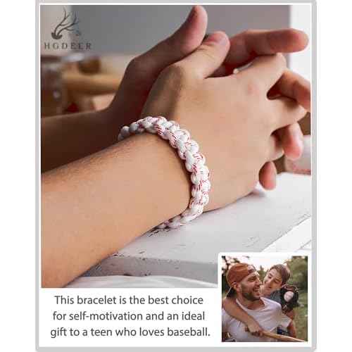 HGDEER Baseball Bracelet, Adjustable Braided, Baseball Basketball Gifts for Teens, Teams, Son, Grandson Brother