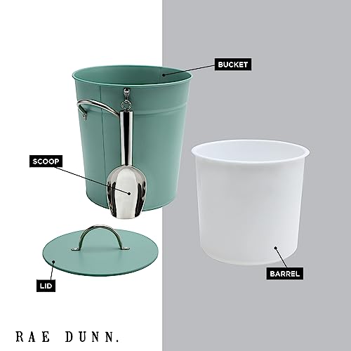 Rae Dunn Ice Bucket with Scoop - Stainless Steel Bucket with Handle, Lid and Ice Scooper - 4 Qt. Storage Bin for Ice Cubes...