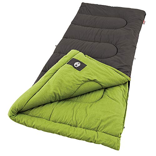 Coleman Duck Harbor Cool-Weather Sleeping Bag, Cotton Flannel Adult Sleeping Bag for 30°F/50°F Nights, Includes Ventilatio...