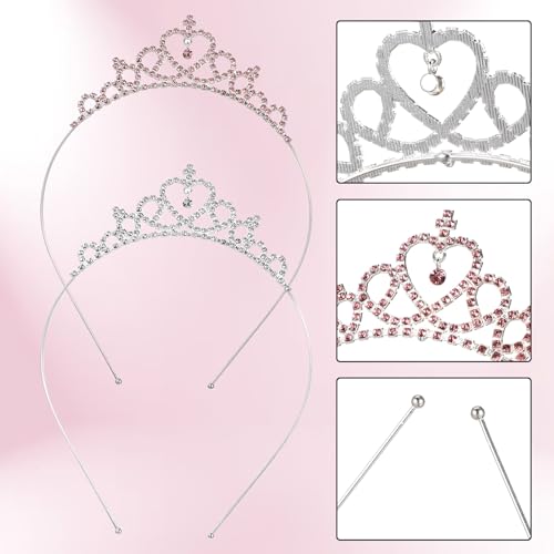 Bruislard 2 Pack Crown Headband for Women Princess Tiara Heart Rhinestone Glittering Crystal Crown Adjustable Non-Slip Bir...