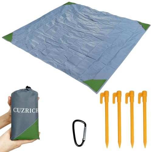 Pocket Beach Blanket Small Foldable Picnic Mat Portable Lightweight Camping Tarp Tent Blankets Washable Rug Quick Dry Comp...
