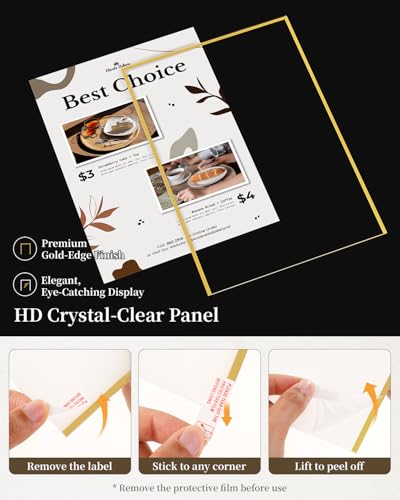 Dynta Acrylic Sign Holder 8.5x11 8pck Clear Table Display Stands Double Sided Table Sign Holders, Menu Holder for Wedding,...