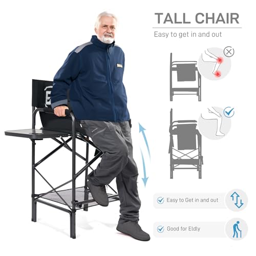 EVER ADVANCED 30.7" Seat Height Directors Chair for Makeup Artist with Side Table Easy Get in Out for Elderly Tall Camping...