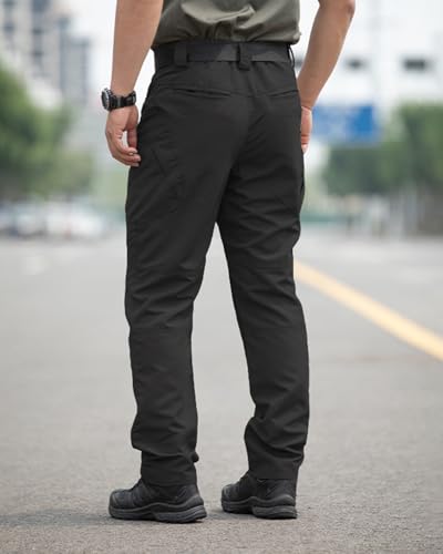 Men's Stretch Tactical Pants,Water Resistant Ripstop Cargo Pants,Lightweight Outdoor Work Hiking Pants with Pockets(No Belt)