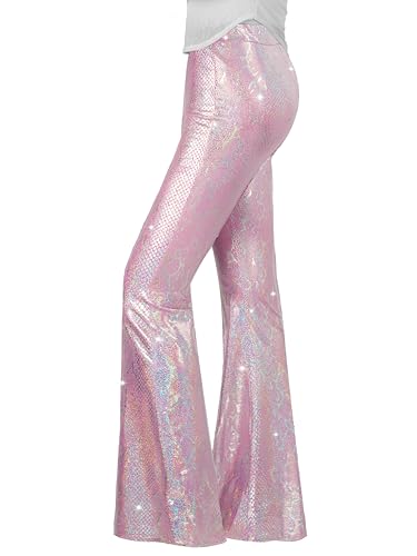 Nawgut Sequin Flare Pants Sparkly Glitter High Waisted Bell Bottoms Leggings Party Disco Clubwear for Women