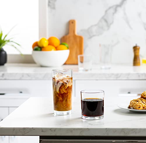 Everyday Drinking Glasses Set of 8 Drinkware Hurricane Glasses, Kitchen Glasses for Cocktail, Iced Coffee, Beer, Ice Tea, ...