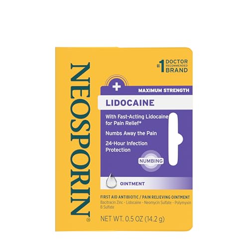 Neosporin + Lidocaine First Aid Triple Antibiotic Ointment, Fast-Acting, Maximum Strength Topical Pain Relief, 24-Hour Inf...