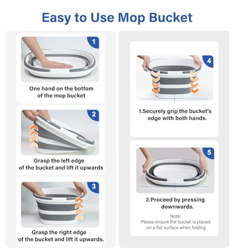 Zonopy Collapsible Bucket, Upgraded 16L (4.2 Gallon) Collapsible Mop Bucket with Multi-Functional Lid, Foldable Portable C...