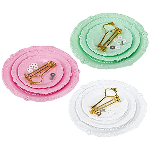 Fasmov 3 Pack 3 Tier Plastic Cupcake Stand, Dessert Plates Cake Fruit Candy Display Tower Reusable Pastry Platter for Wedd...