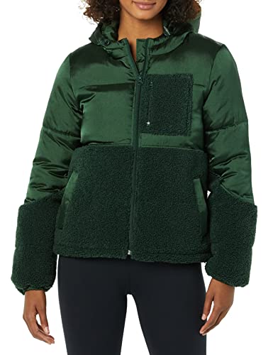 Amazon Essentials womens Full-Zip Sherpa Fleece Hooded Puffer Jacket