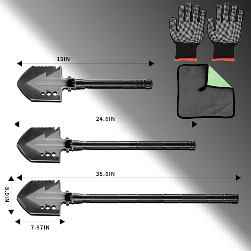 Camping Foldable Digging Shovel,MultiTool Steel Tactical Kit, Military Survival Shovel, Military Survival Gear Car, Emerge...