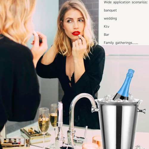 Ice Bucket with Stand Standing Champagne Bucket for Party Stainless Steel Wine Bucket Wine Cooler with Stand 5L Wine Chill...