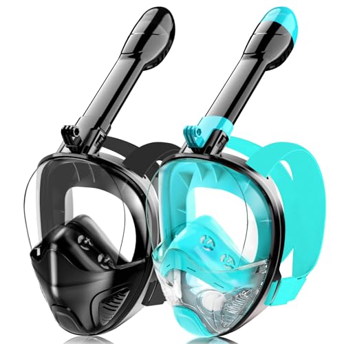 Full Face Snorkel Mask for Adults Teen, Snorkeling Gear with Detachable Camera Mount, Panoramic 180° View, Anti-Fog Anti-L...